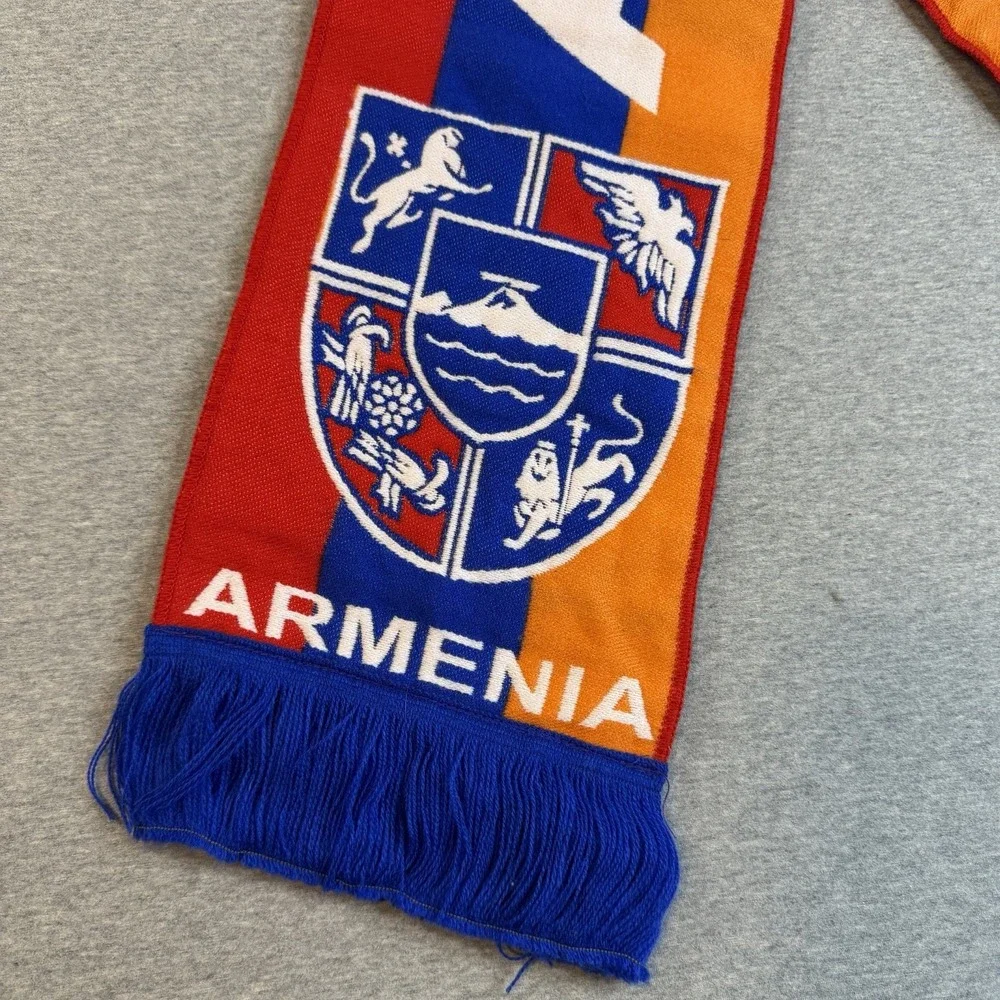 Armenia Football Soccer Fan Scarf Tricolor Flag Coat of Arms Knit Fringe